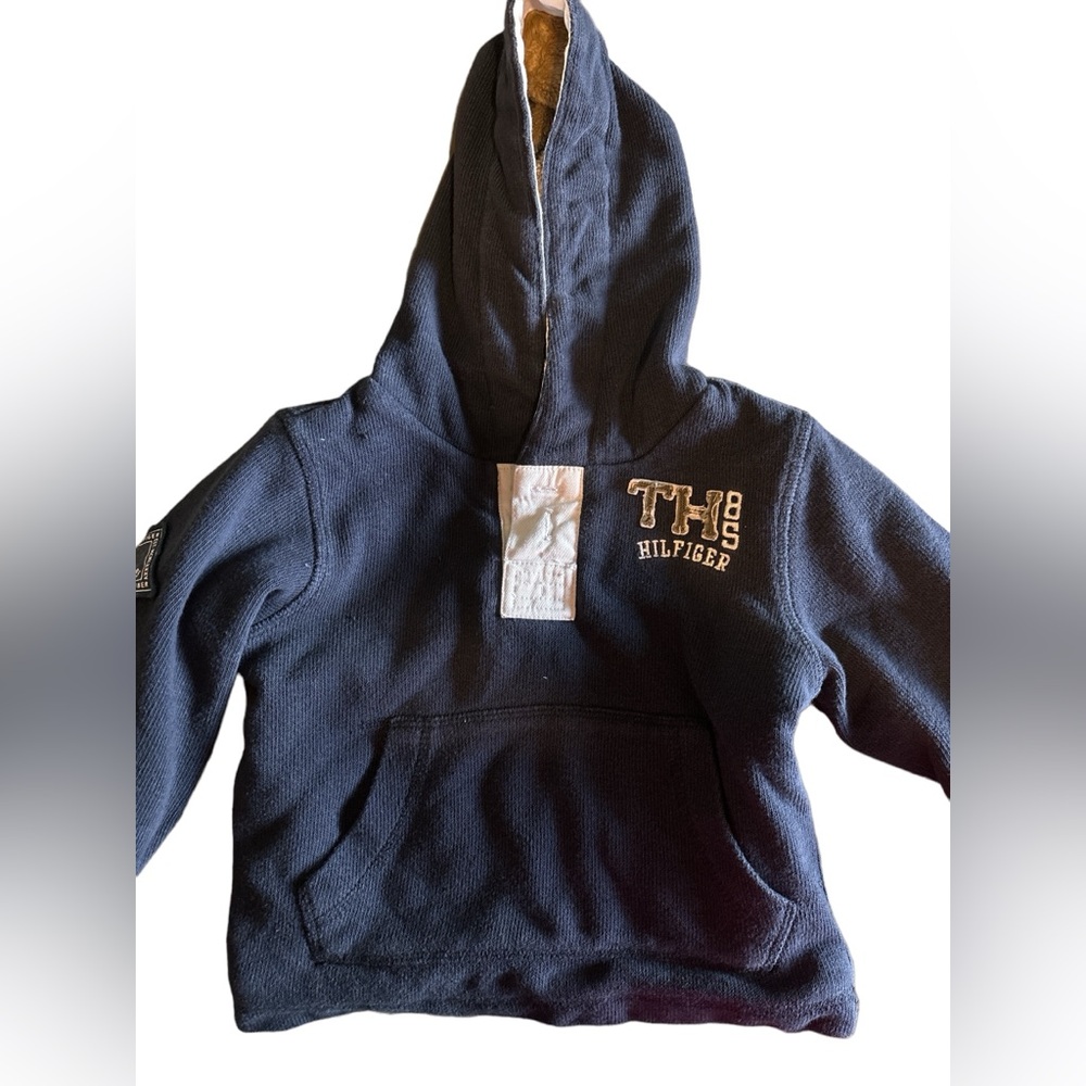 Tommy Hilfiger Toddler child Blue hoodie with khaki lining 2T